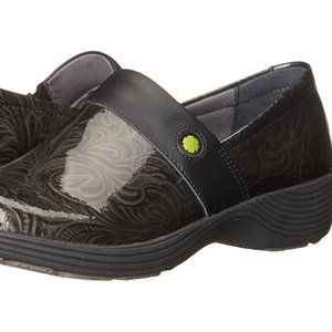 Dansko Work Wear Black/Gray Swirl Patent Leather Clogs